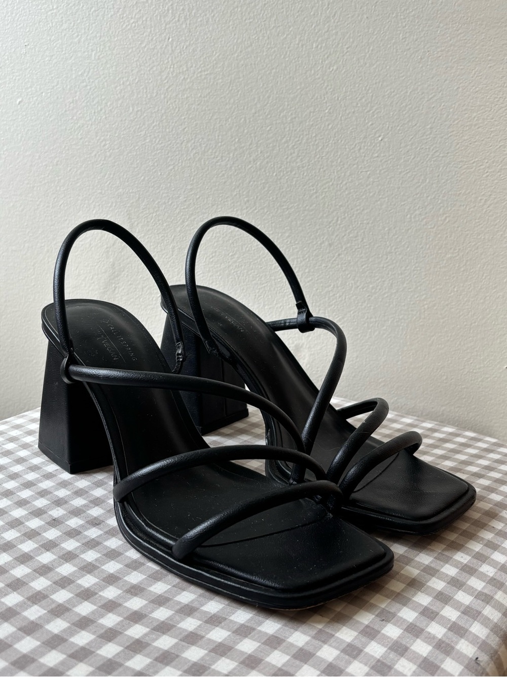 Spring Black Strappy Block Heel Sandals